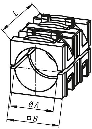 Reduzierhülse vierkant, für Rundrohr, Zeichnung