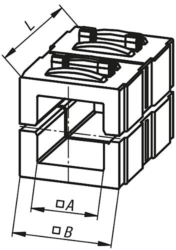 Reduzierhülse vierkant, für Vierkantrohr, Zeichnung