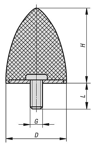  Gummipuffer parabelförmig, Zeichnung