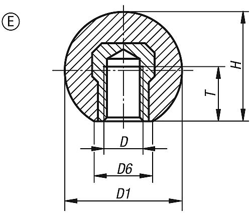 Kugelknopf DIN 319, Form E, Zeichnung