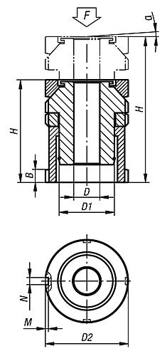 Höhenverstellelemente mit Kugel-Ausgleichsscheibe und Kontermutter, Zeichnung