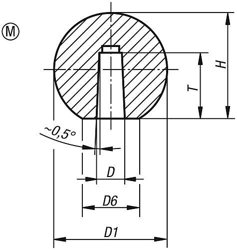 Kugelknopf DIN 319, Form M, Zeichnung