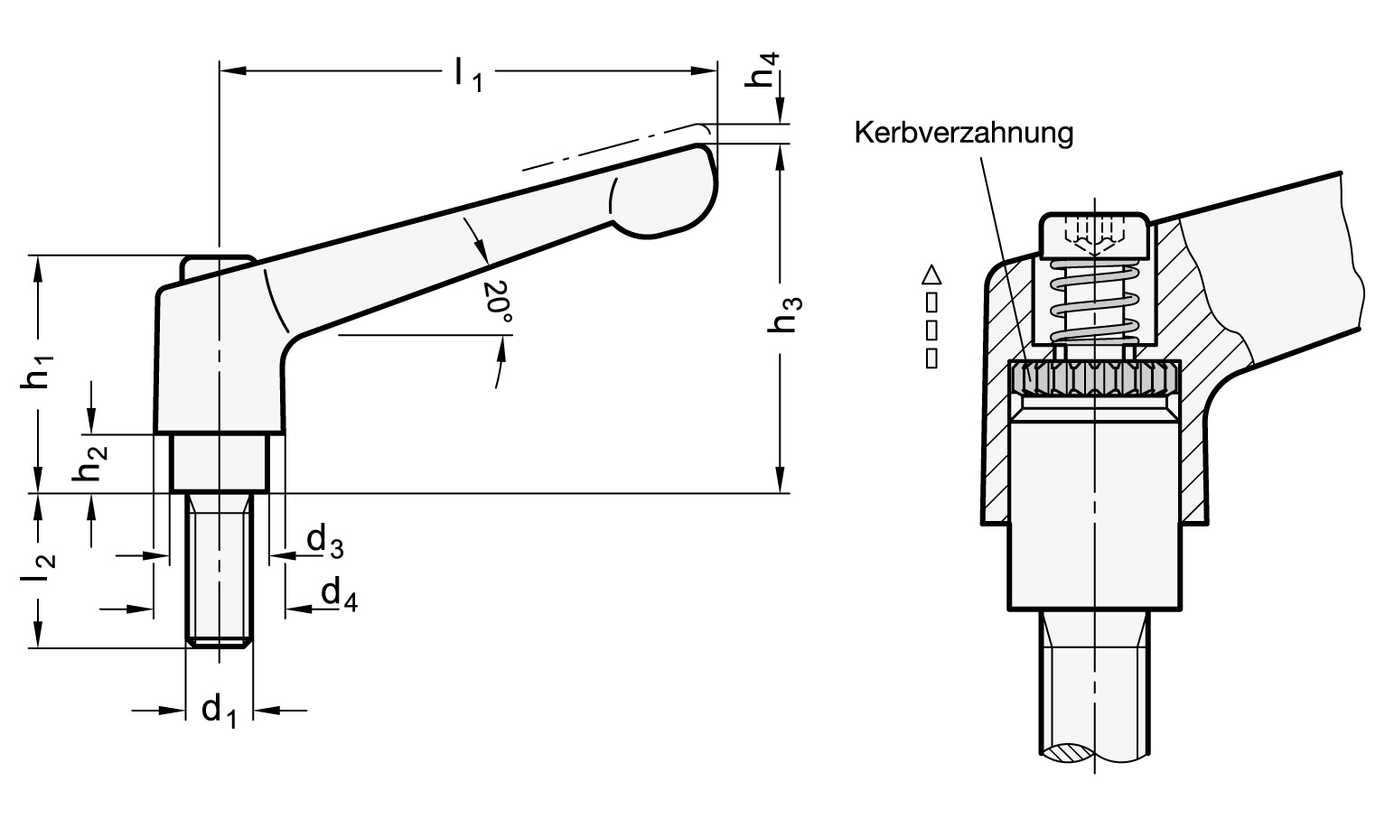 Verstellbarer Klemmhebel GN 300, Zeichnung