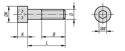 Zylinderschraube DIN 912, Zeichnung